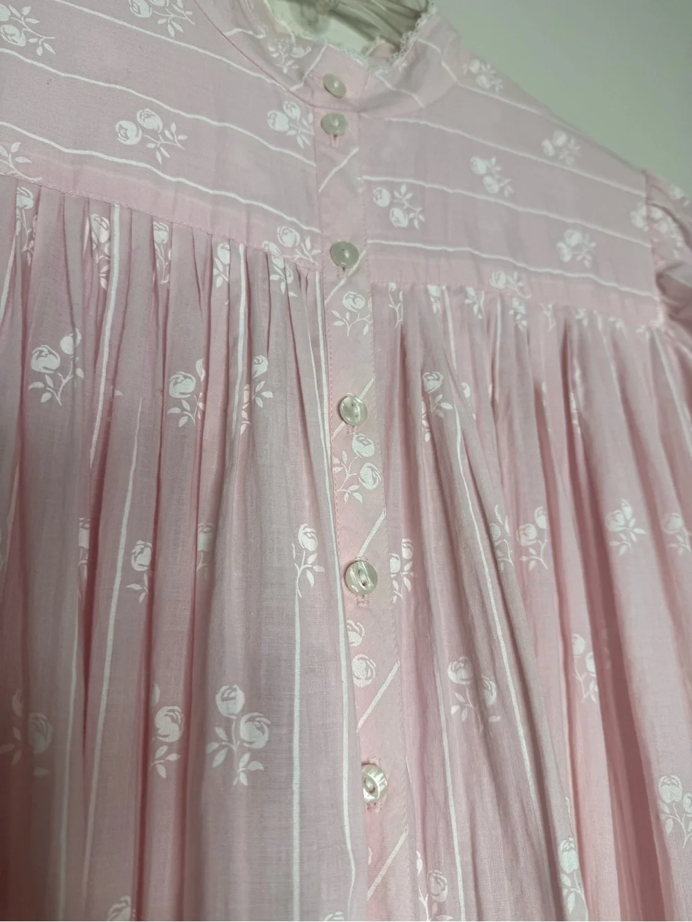 Eileen West Queen Anne’s Lace Pink Floral Cotton Nightgown CottageCore S/M - Picture 4 of 10
